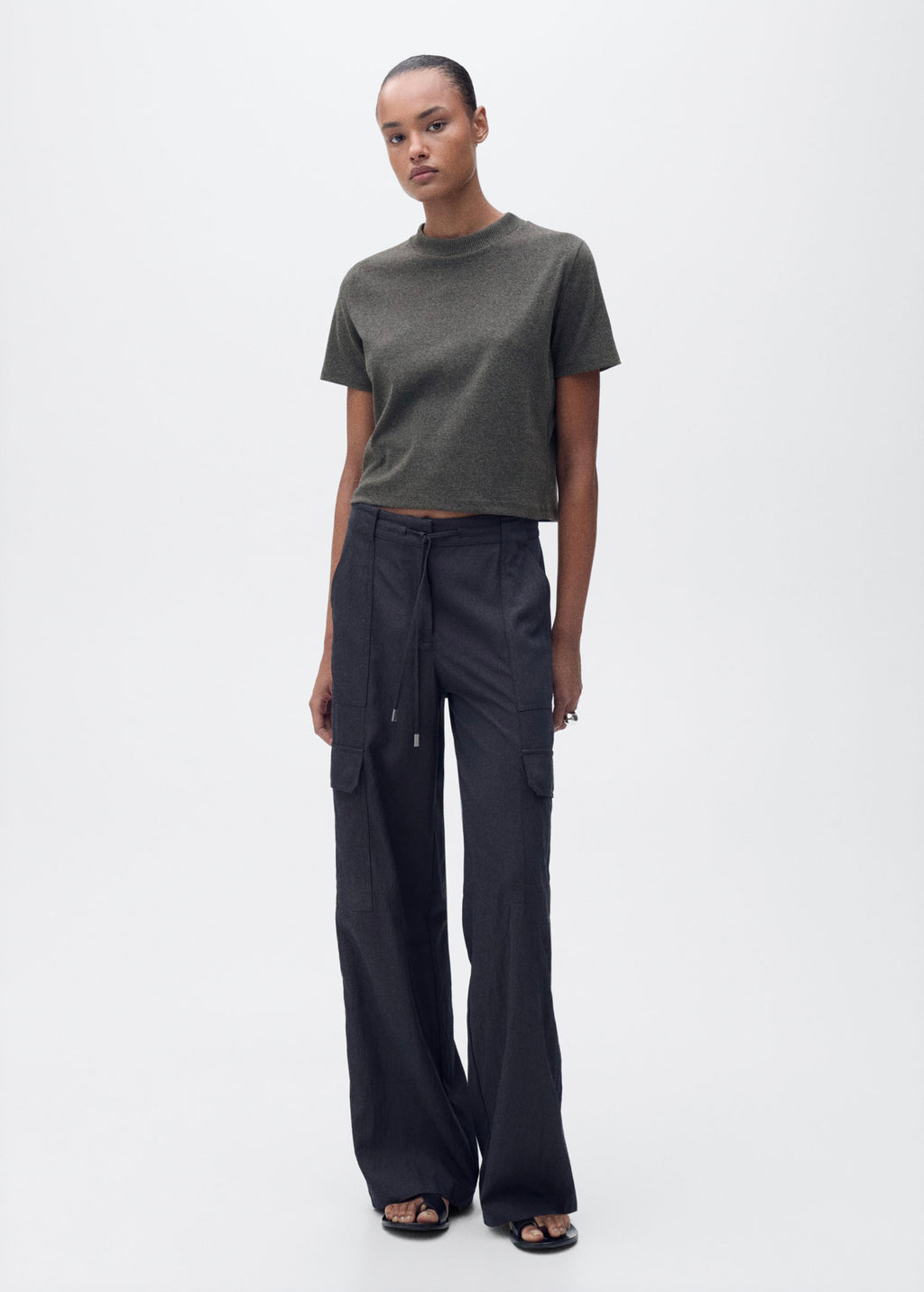 Short-Sleeve Cotton Blend T-Shirt - Dark Heather Grey