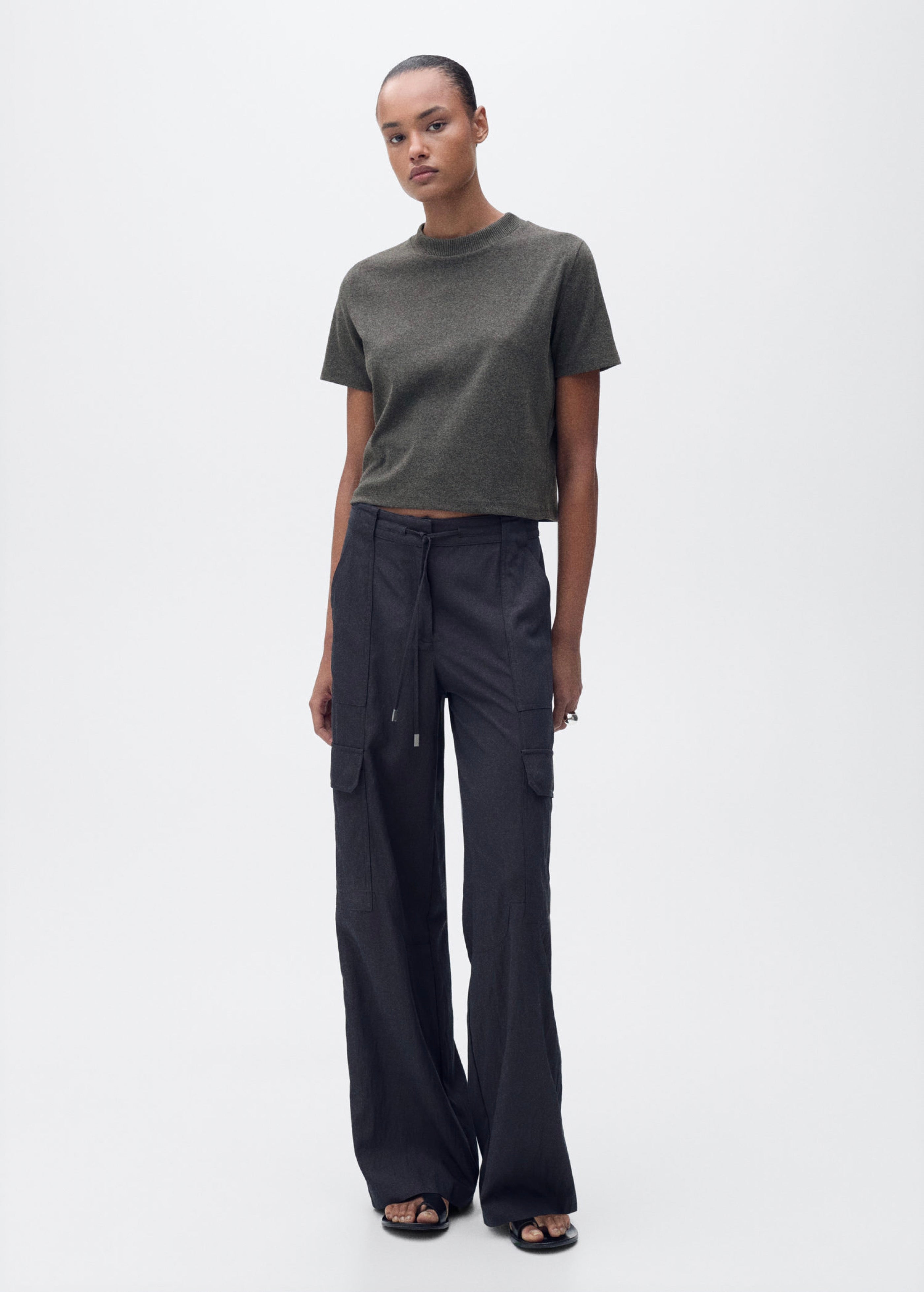 Short-Sleeve Cotton Blend T-Shirt - Dark Heather Grey