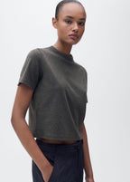 Short-Sleeve Cotton Blend T-Shirt - Dark Heather Grey