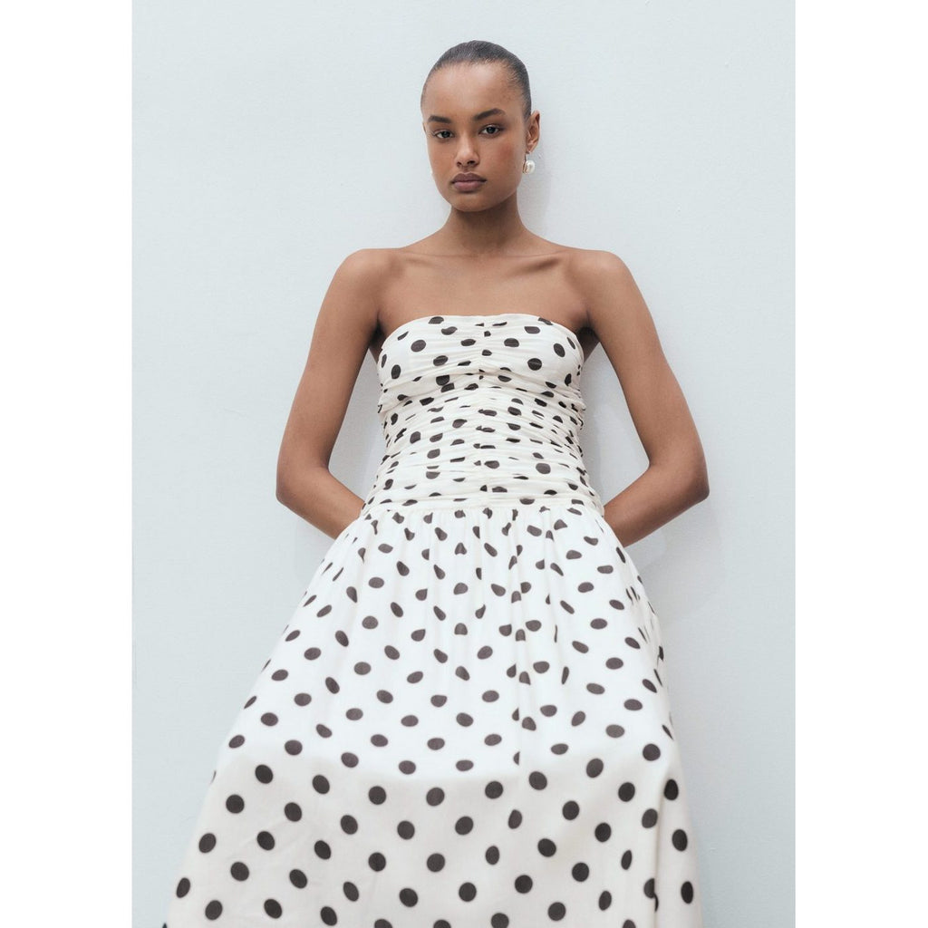 Robe À Pois Avec Corps Drapé