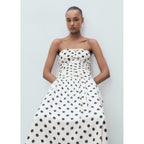 Robe À Pois Avec Corps Drapé