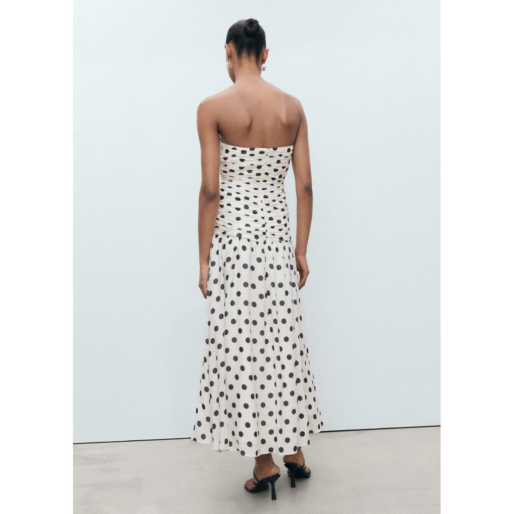 Robe À Pois Avec Corps Drapé