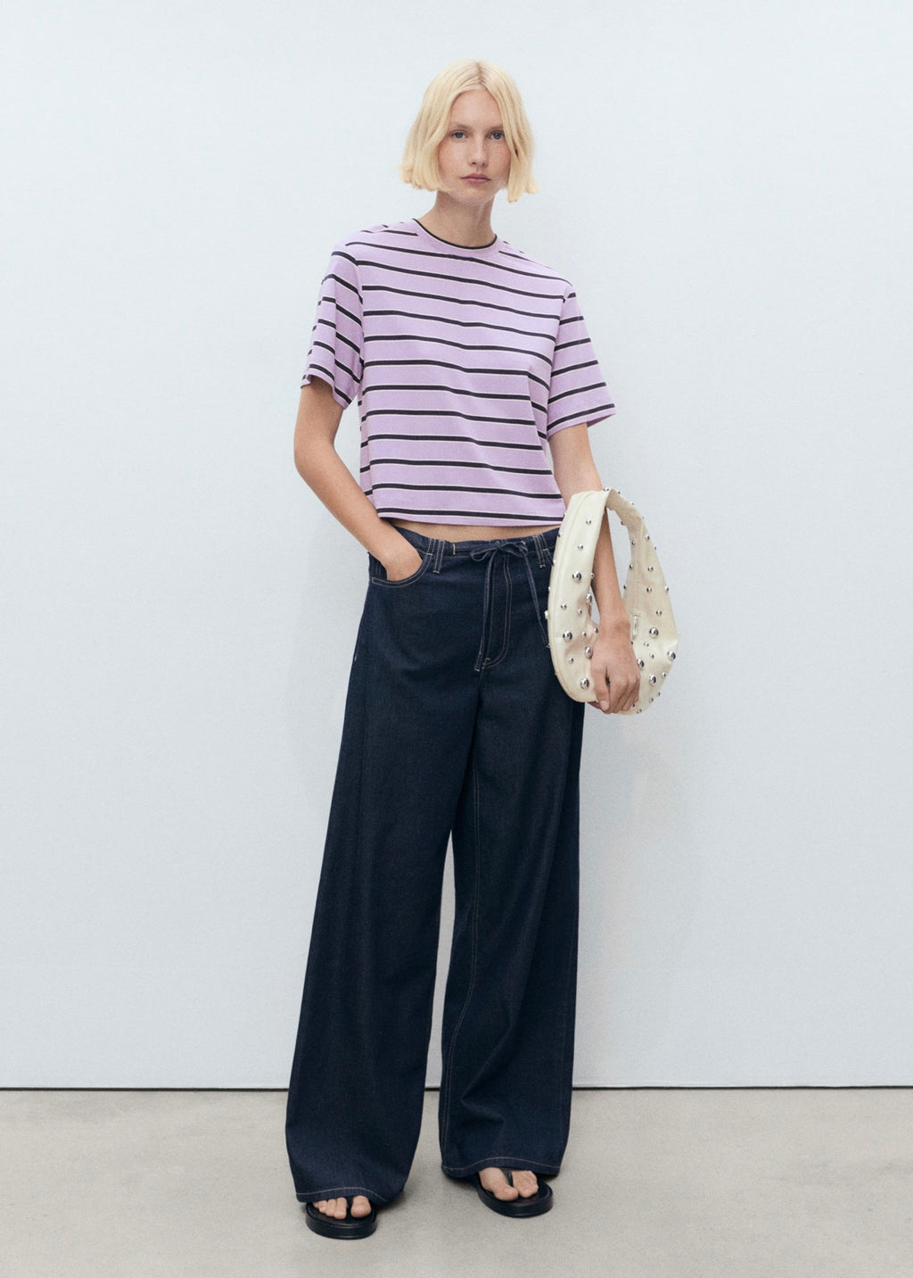 T-Shirt Oversize Rayures - Light/Pastel Purple