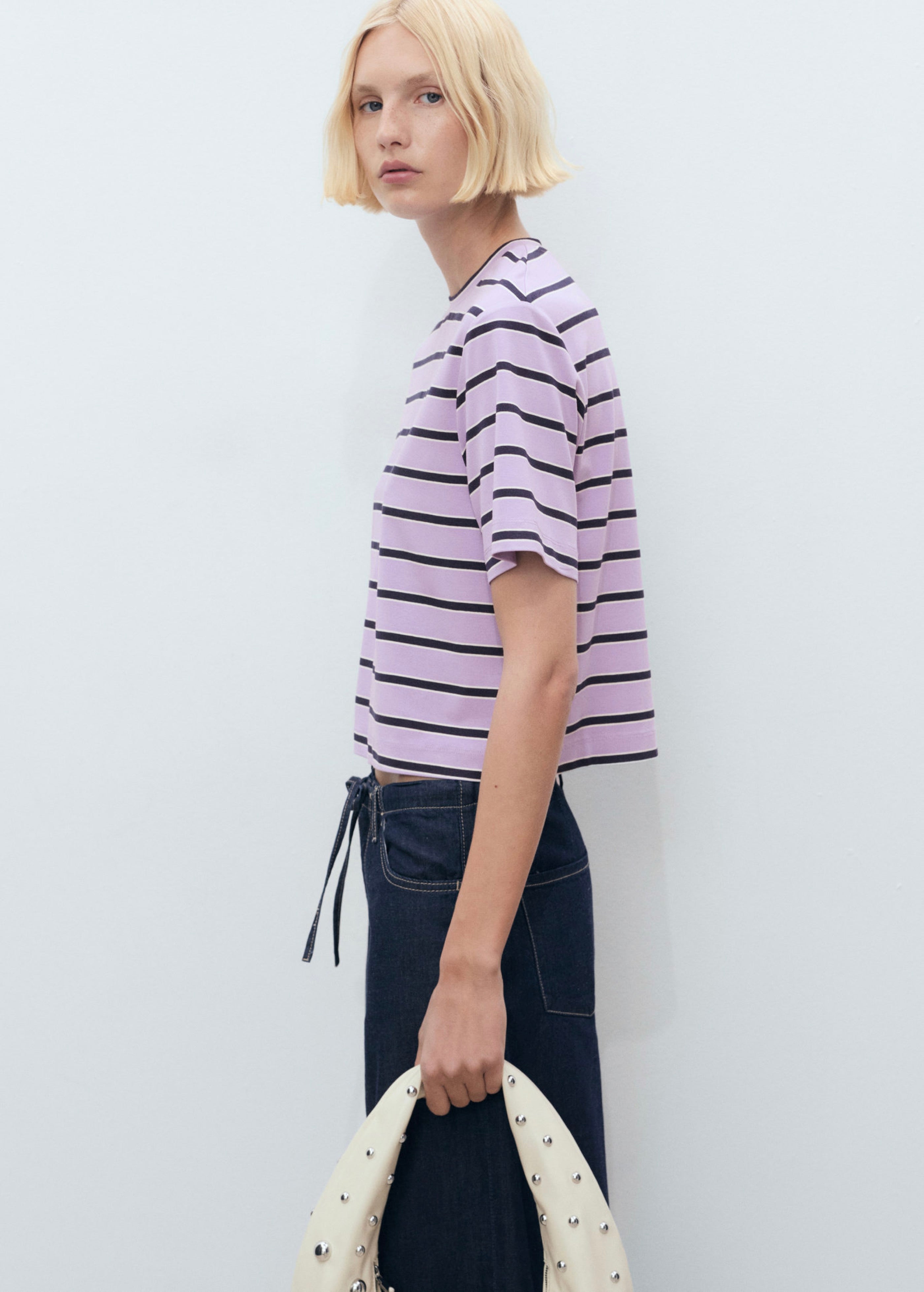 T-Shirt Oversize Rayures - Light/Pastel Purple