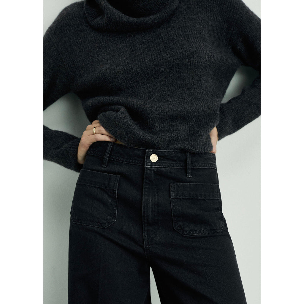 Jean Wideleg con Bolsillos - Black Denim