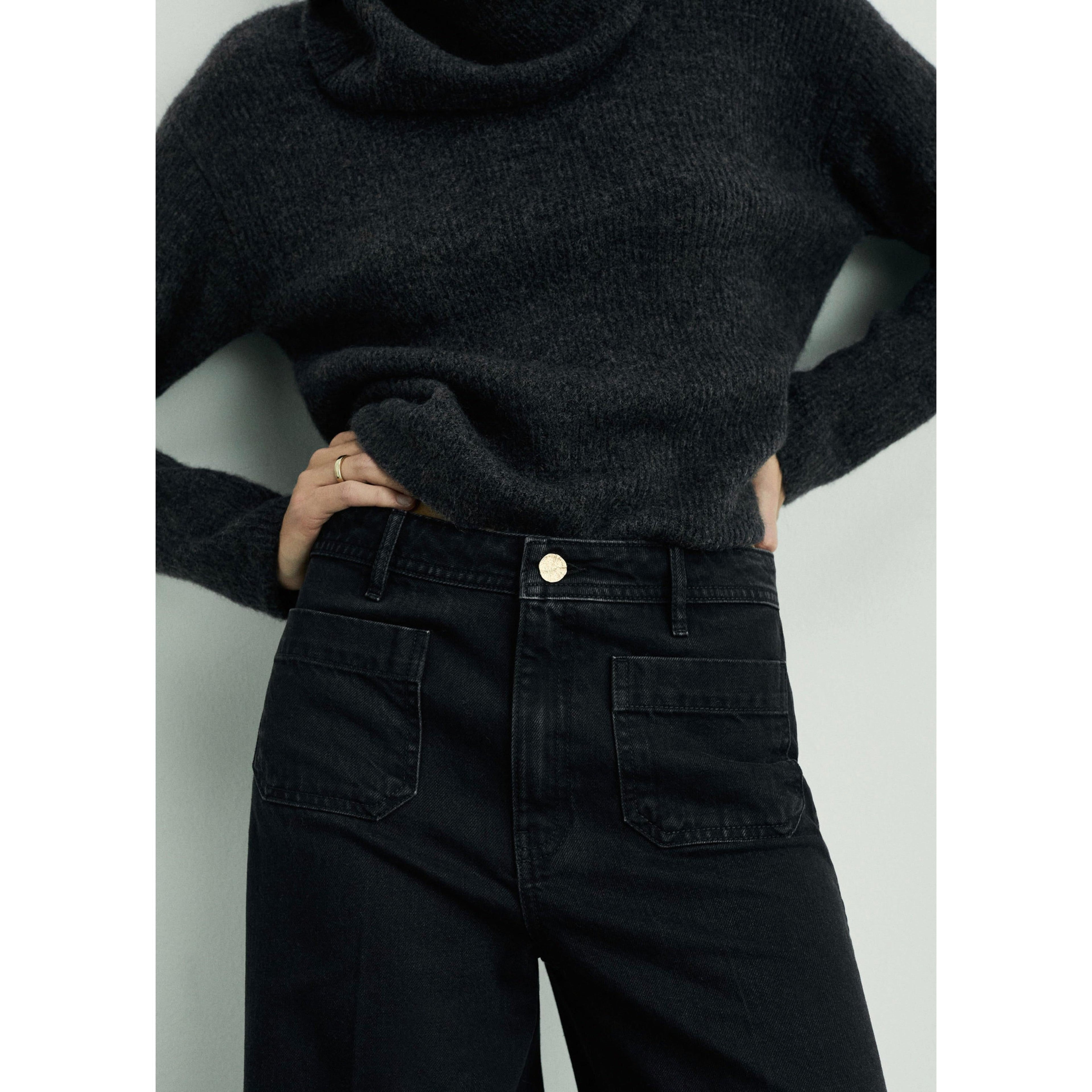 Jean Wideleg con Bolsillos - Black Denim