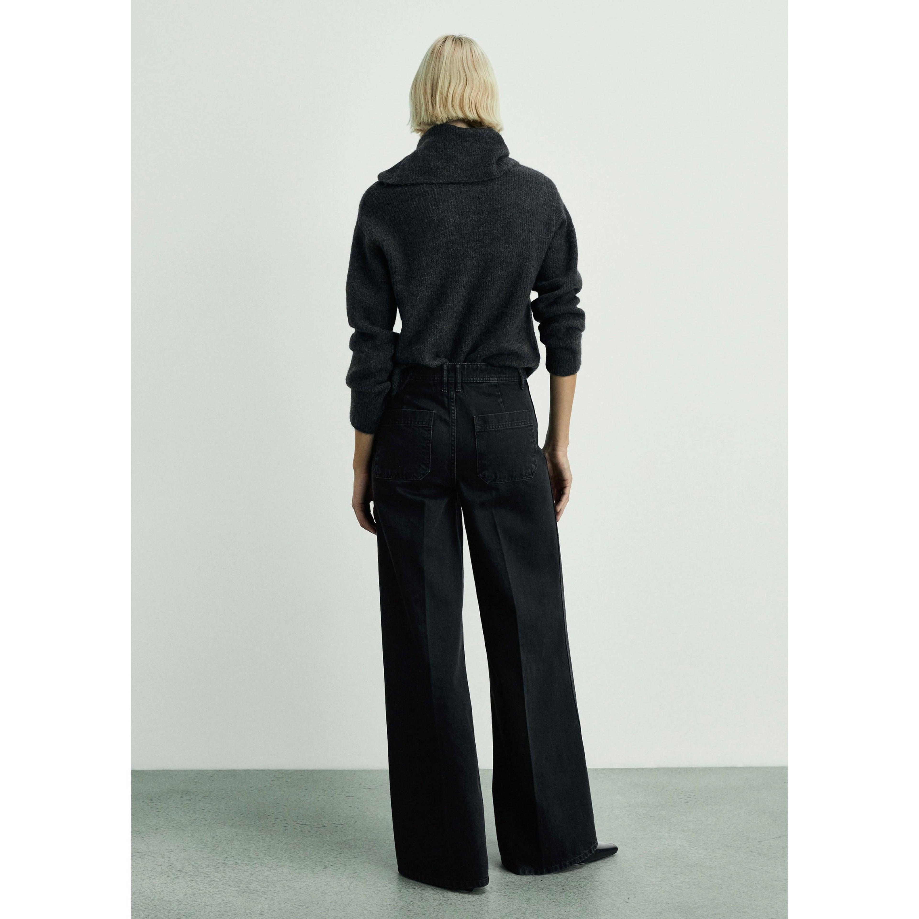 Jean Wideleg con Bolsillos - Black Denim