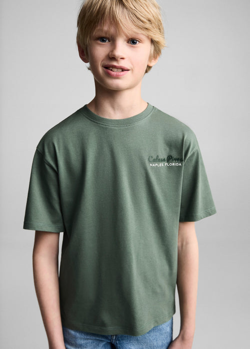 T-Shirt Imprimé En Mélange De Coton - Verde - Garçon