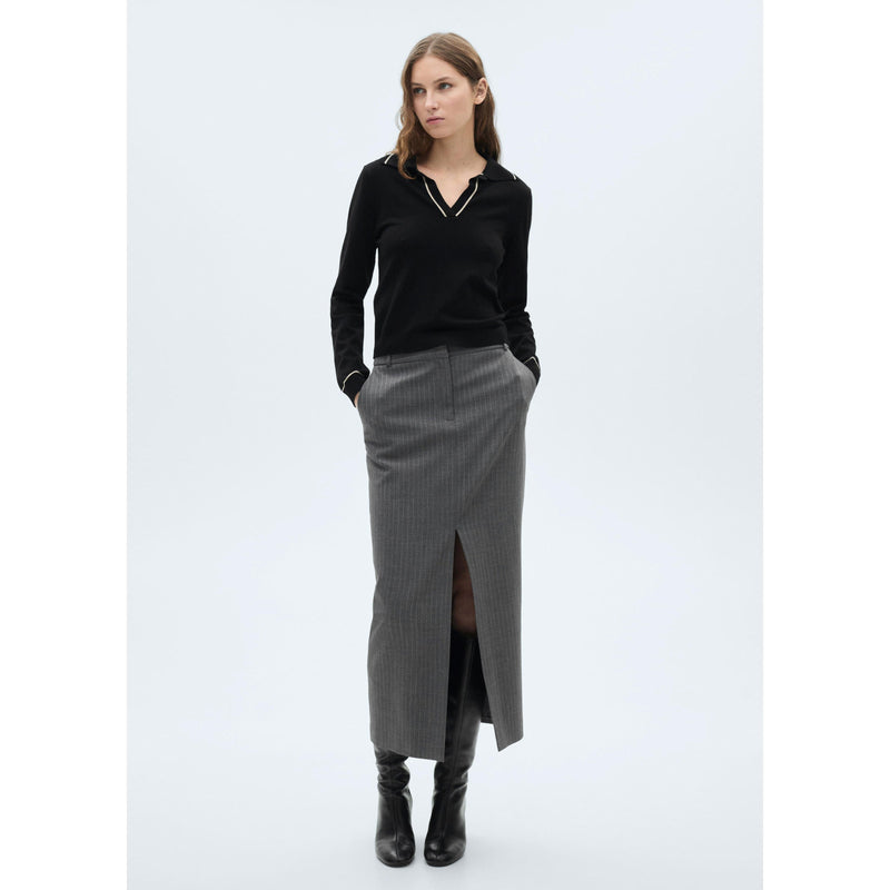 Pull Revers Contrastés Liserés - Black