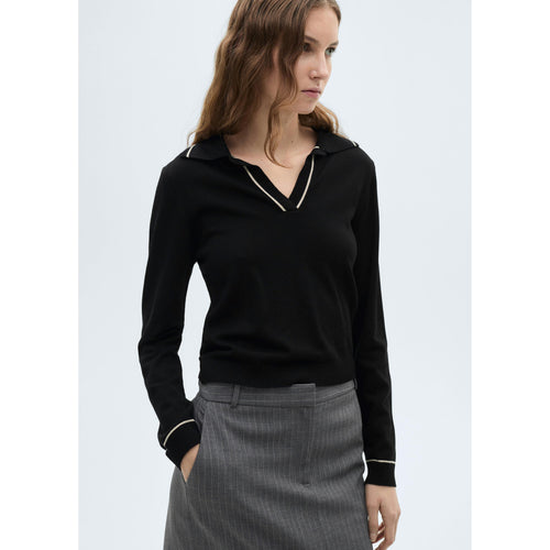 Pull Revers Contrastés Liserés - Black