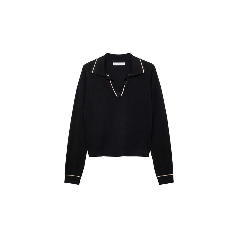 Pull Revers Contrastés Liserés - Black