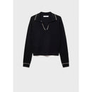 Pull Revers Contrastés Liserés - Black