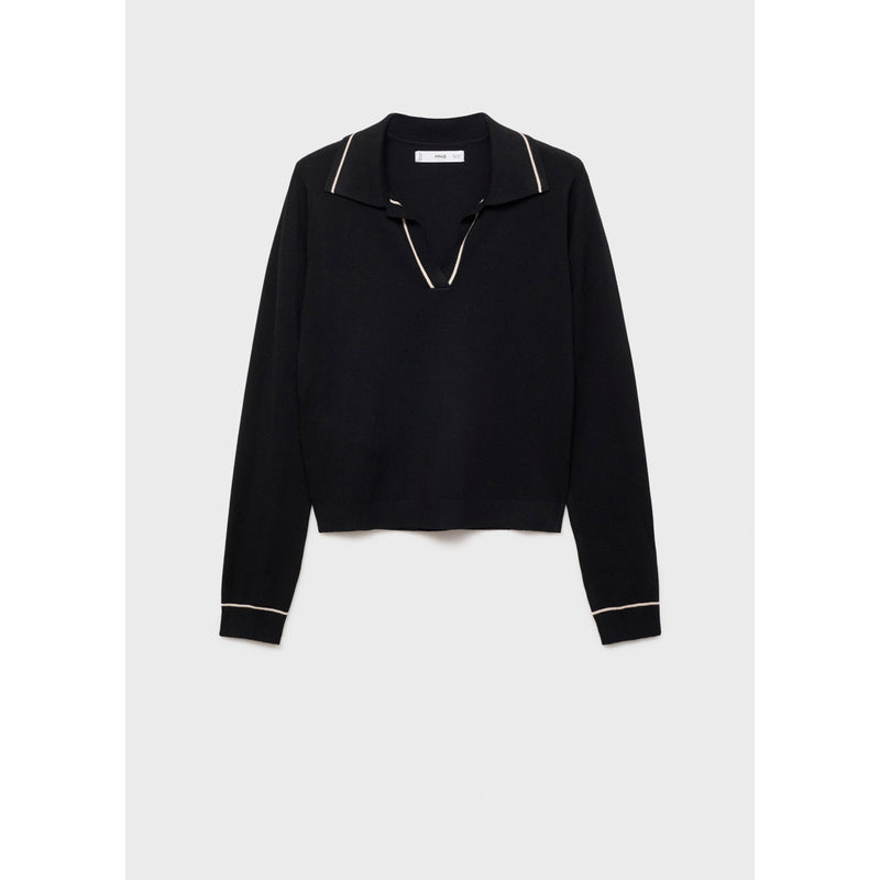 Pull Revers Contrastés Liserés - Black