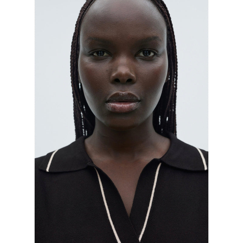 Pull Revers Contrastés Liserés - Black