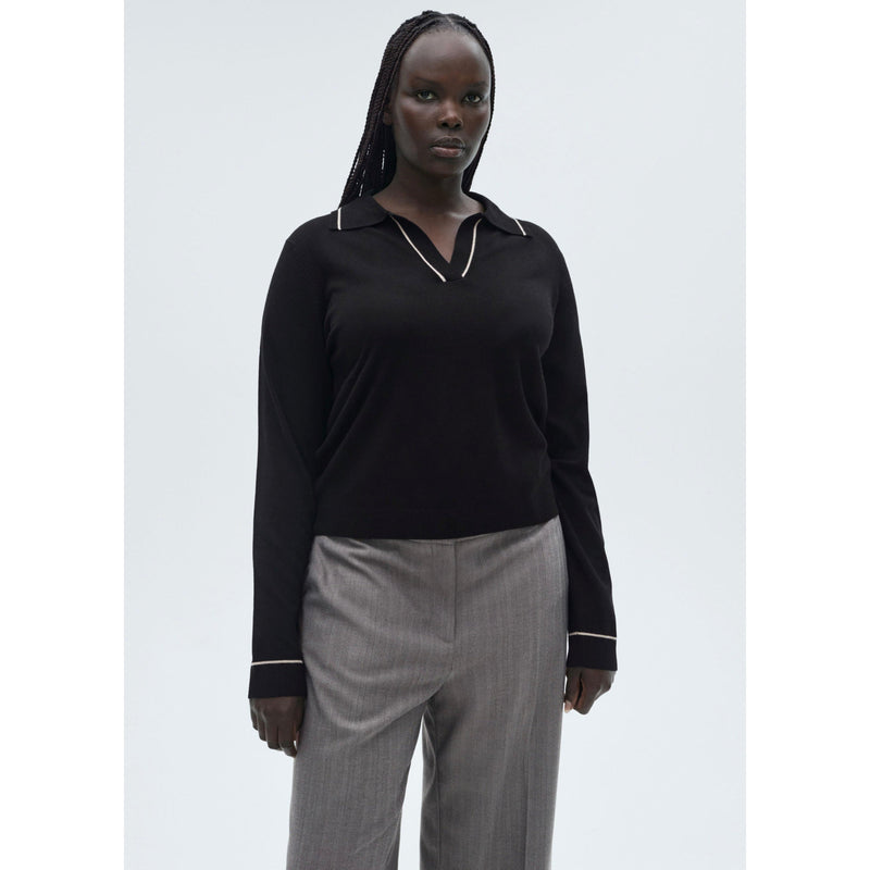 Pull Revers Contrastés Liserés - Black