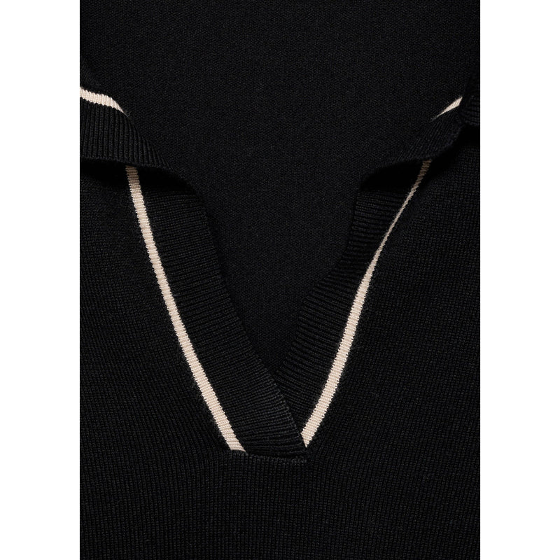 Pull Revers Contrastés Liserés - Black