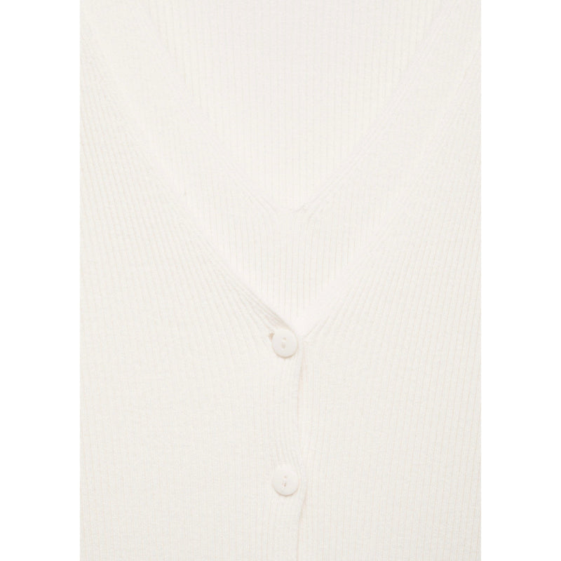 Cárdigan de punto combinado con cuello en V - Crudo