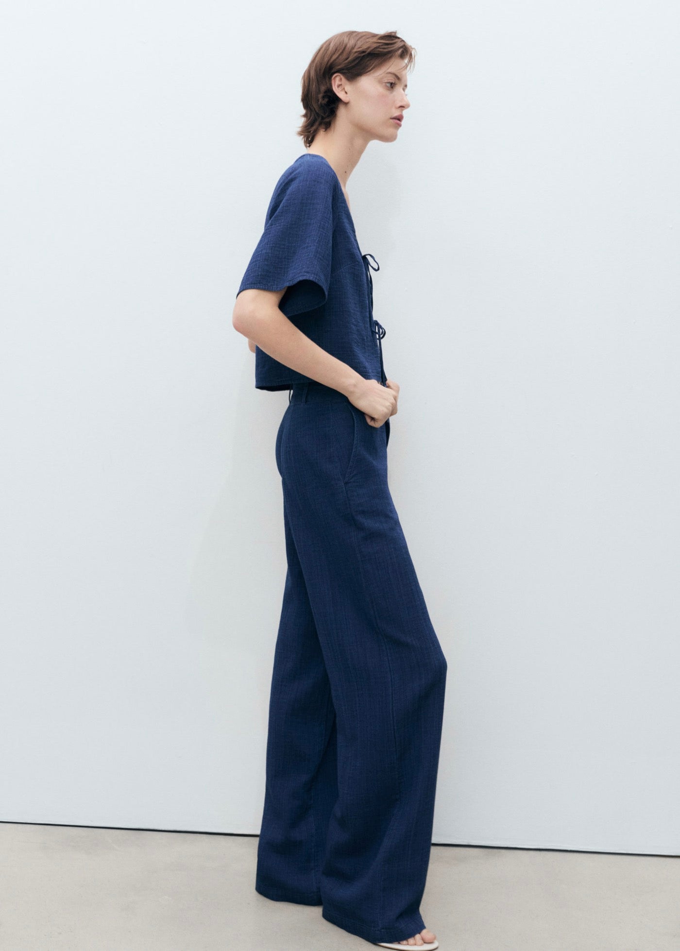 Pantalon Denim Fluide Taille Haute - Night Blue