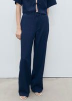 Pantalon Denim Fluide Taille Haute - Night Blue