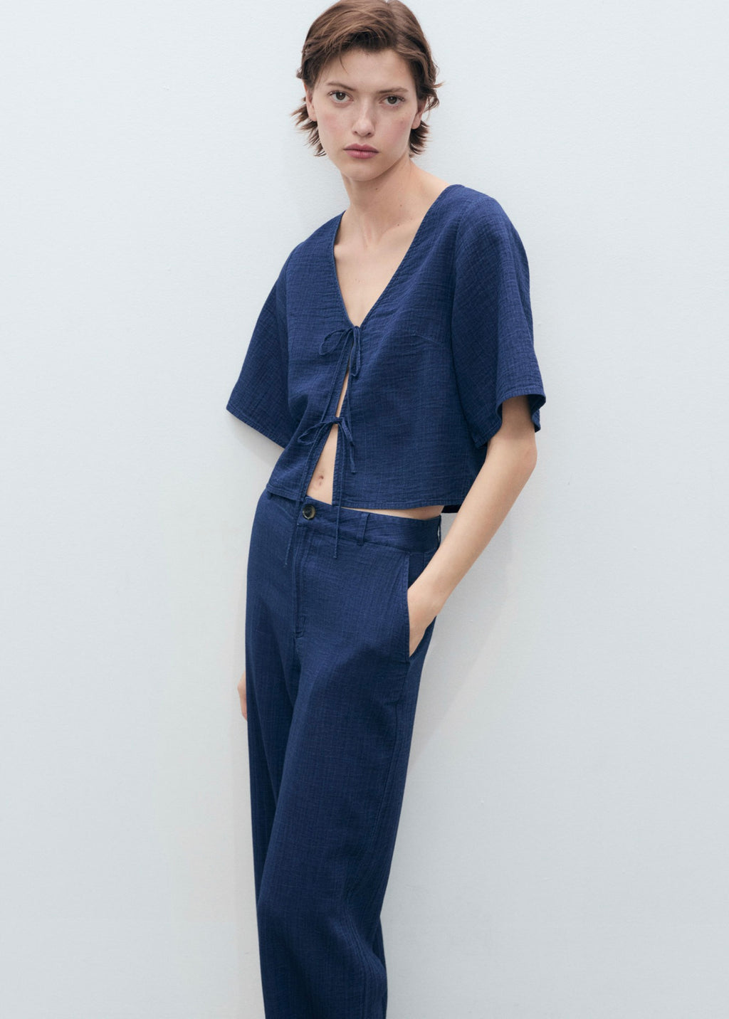 Pantalon Denim Fluide Taille Haute - Night Blue