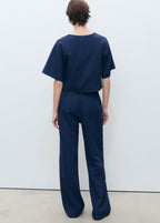 Pantalon Denim Fluide Taille Haute - Night Blue