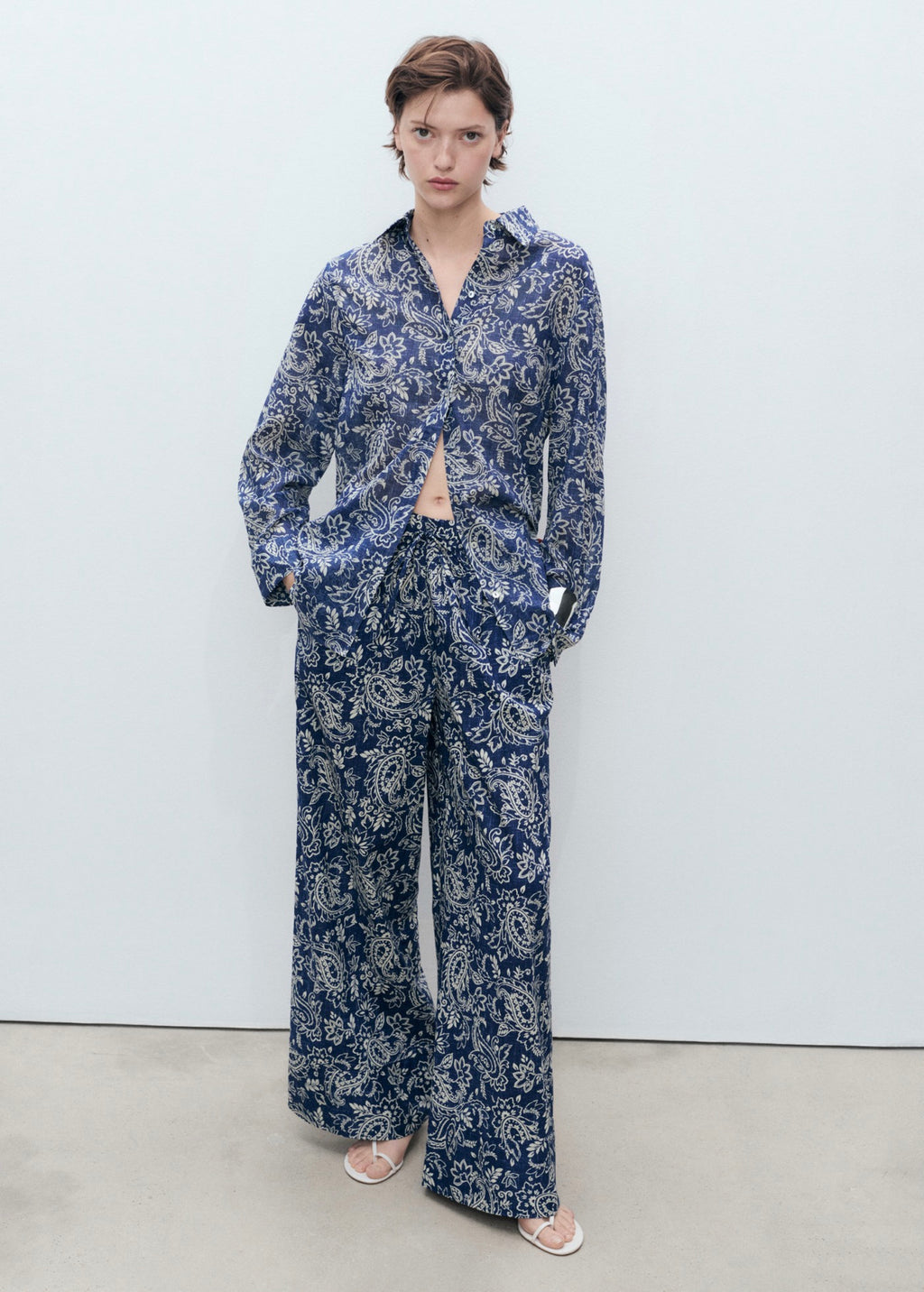 Pantalon Imprimé Coton - Blue