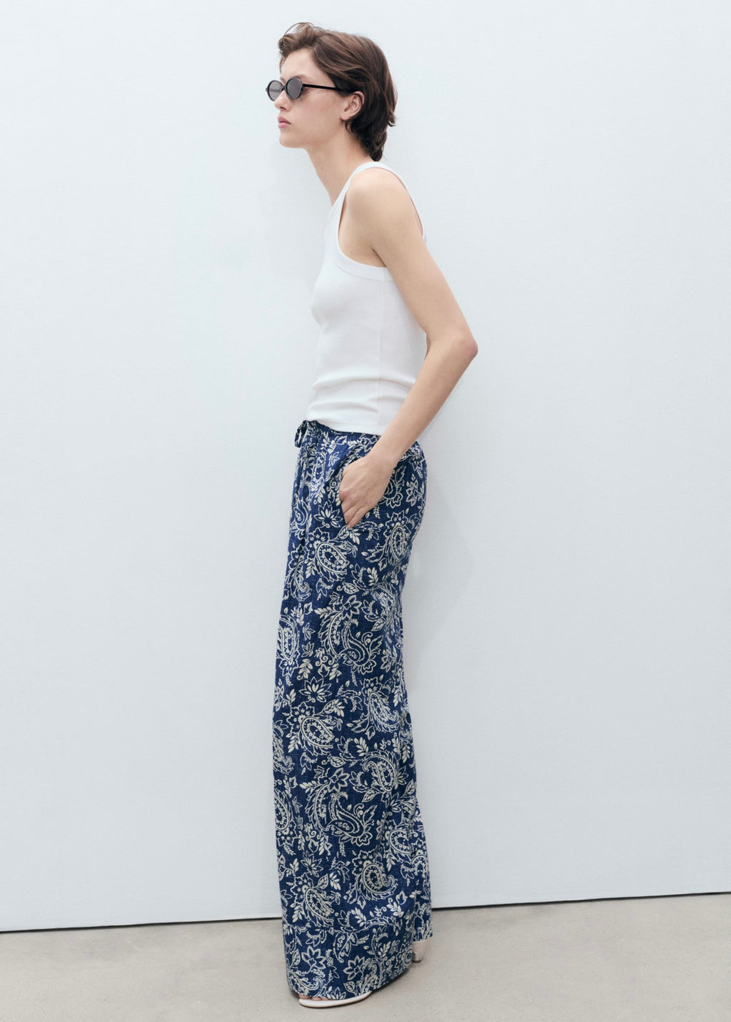 Pantalon Imprimé Coton - Blue