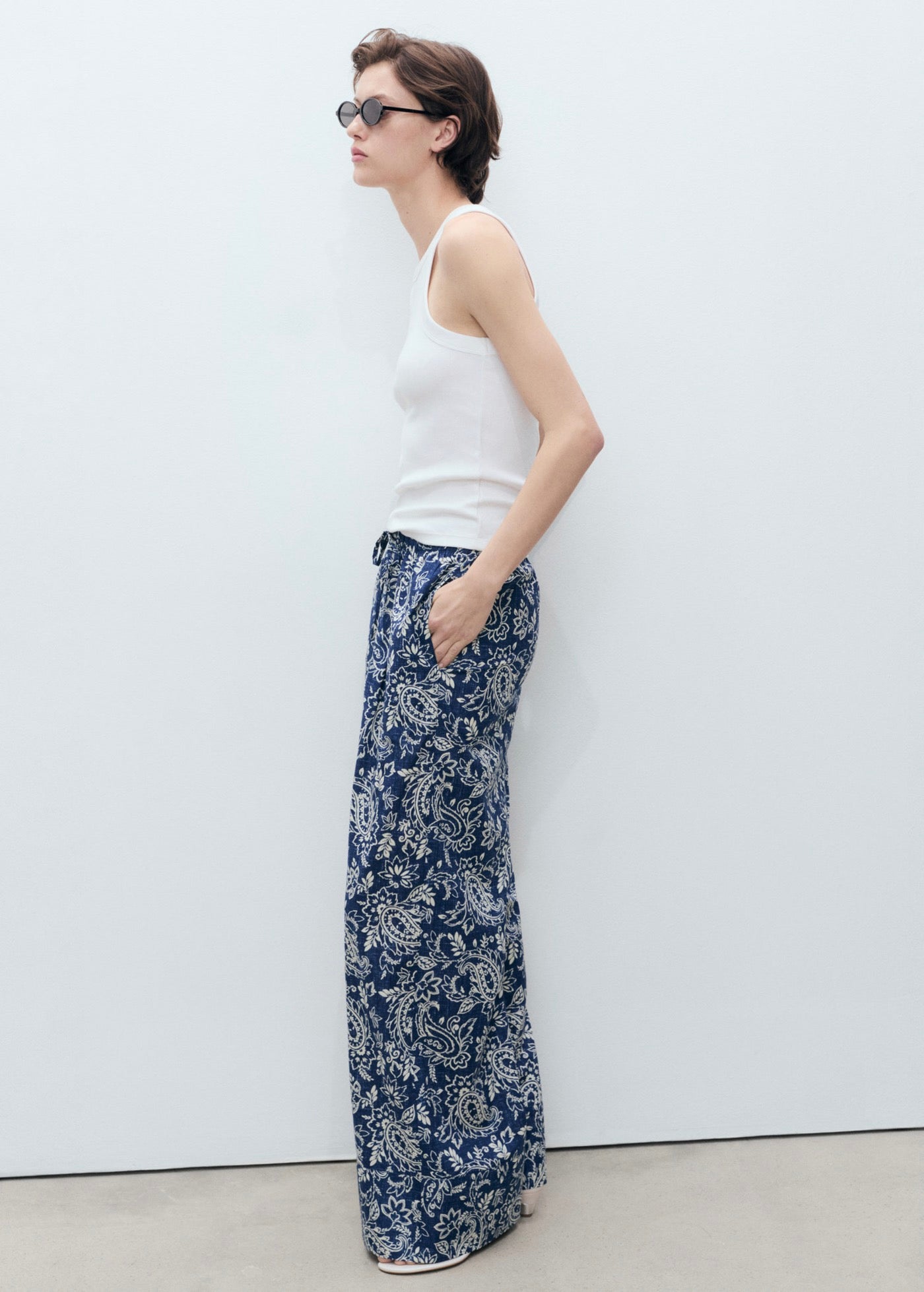 Pantalon Imprimé Coton - Blue