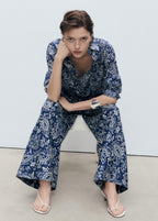 Pantalon Imprimé Coton - Blue