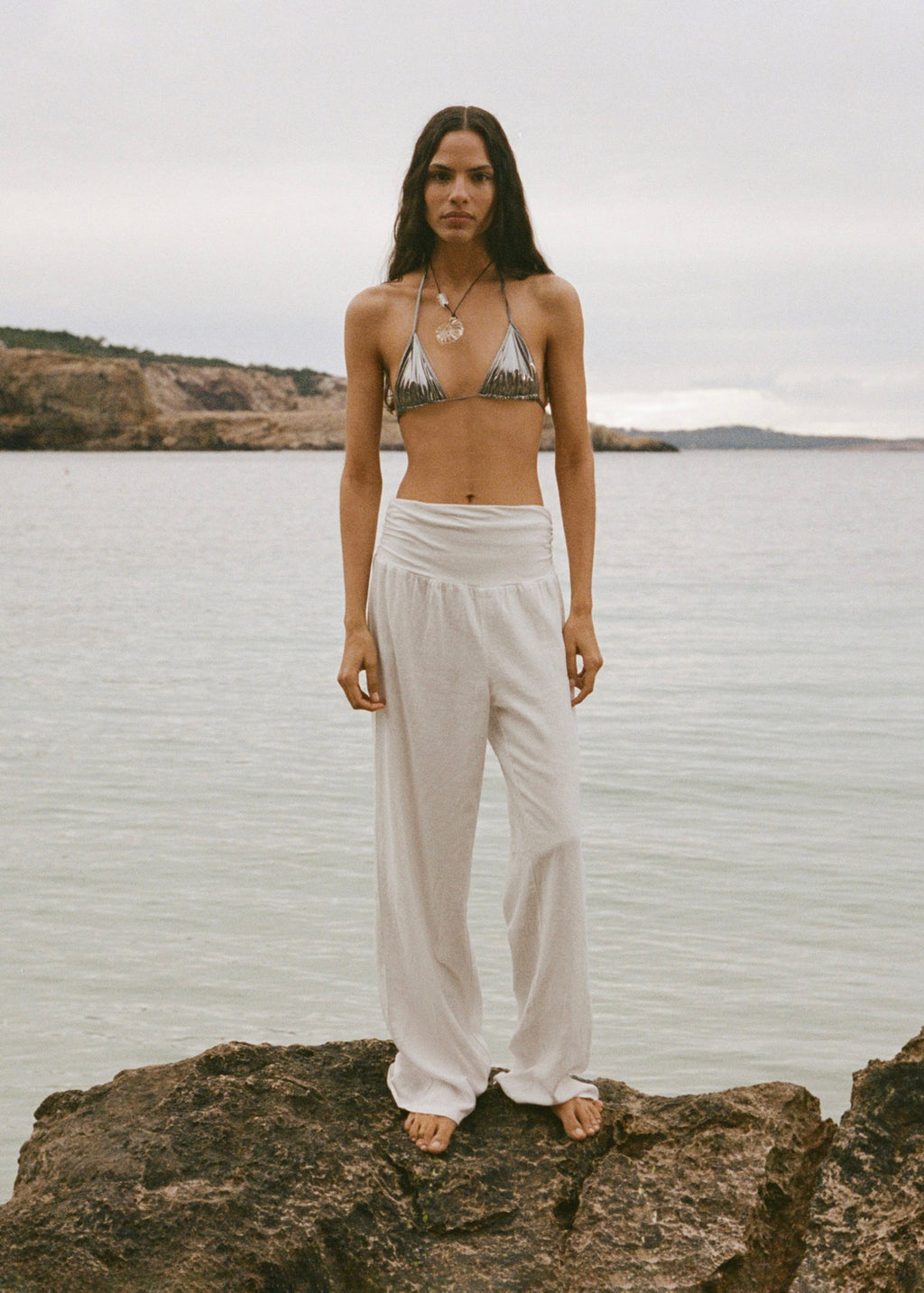 Pantalon Lin Taille Drapée