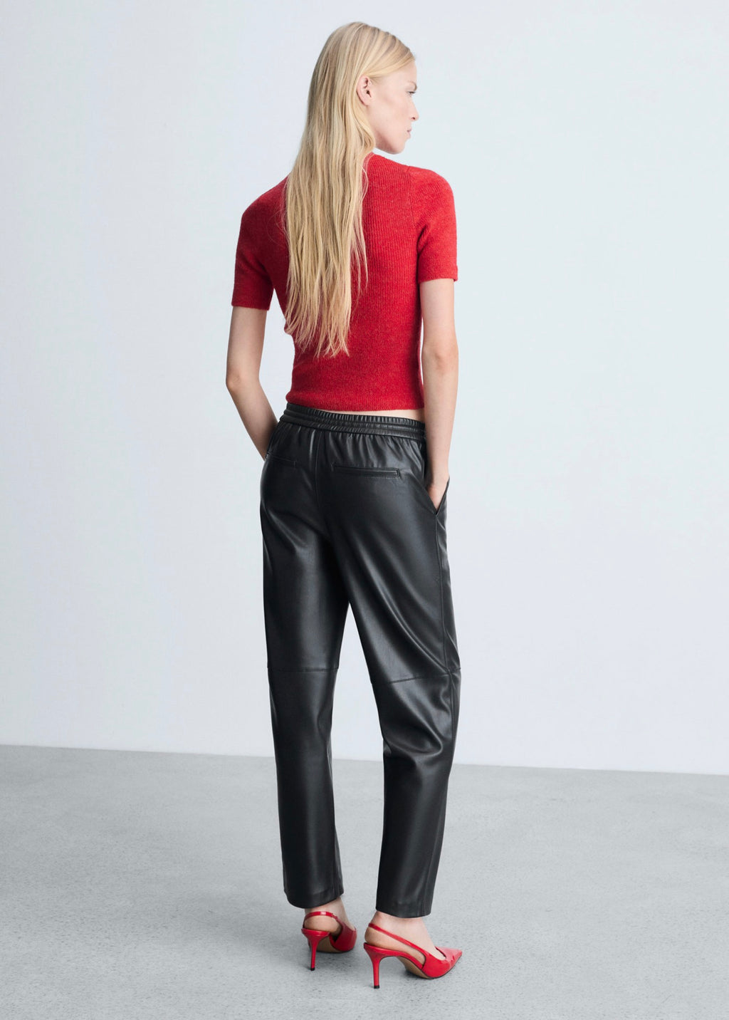 Faux Leather Elasticated Waist Trousers