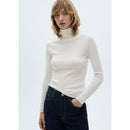 Pull-Over Laine Mélangée Col Roulé - Ecru