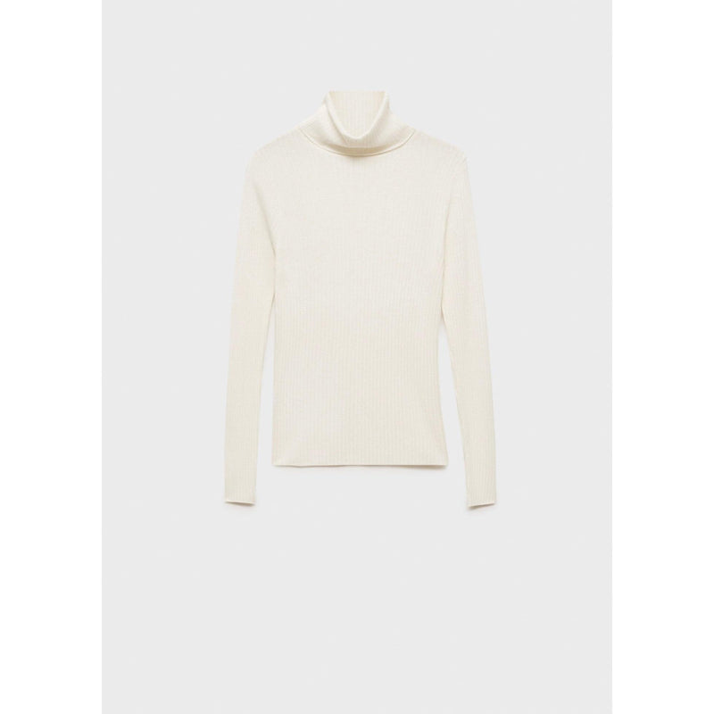 Pull-Over Laine Mélangée Col Roulé - Ecru
