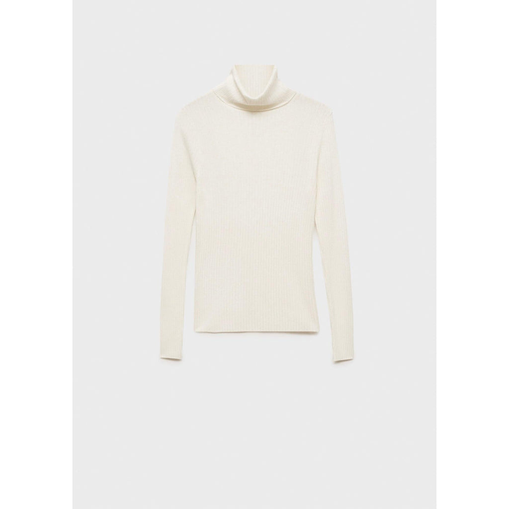 Pull-Over Laine Mélangée Col Roulé - Ecru