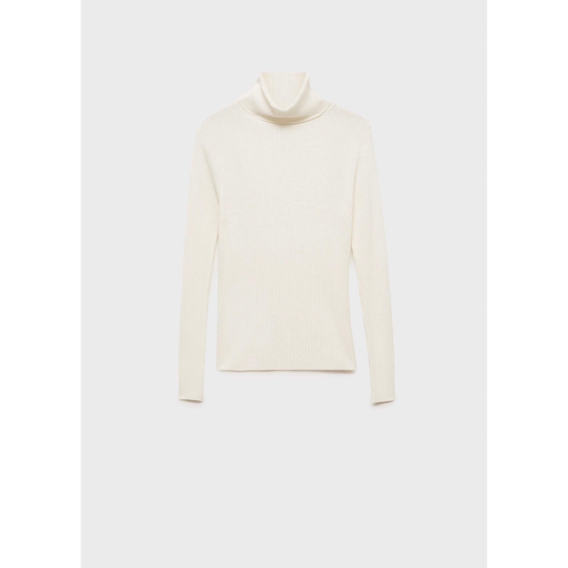 Pull-Over Laine Mélangée Col Roulé - Ecru
