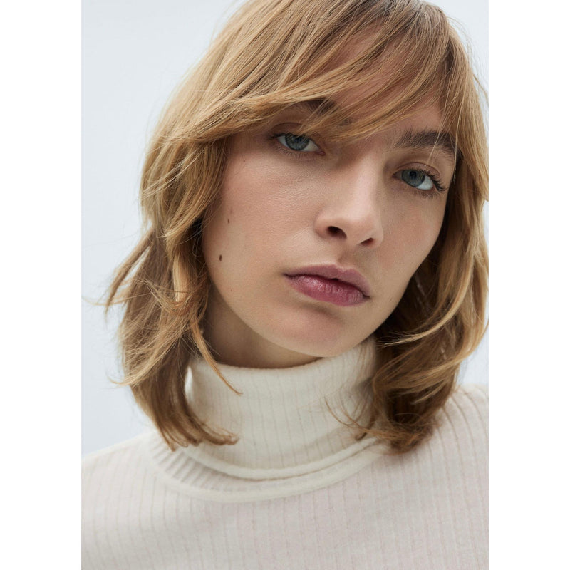 Pull-Over Laine Mélangée Col Roulé - Ecru