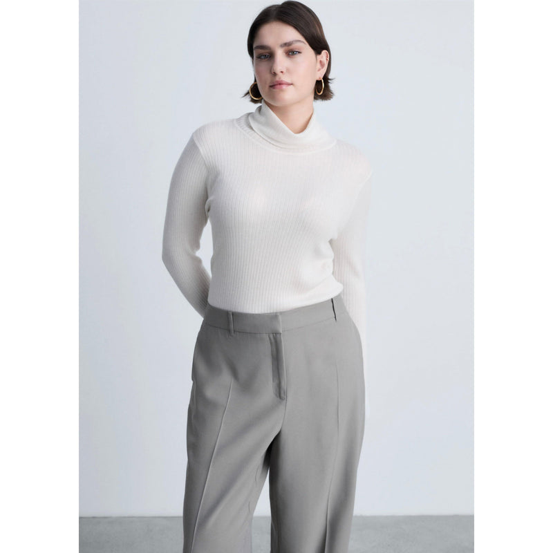 Pull-Over Laine Mélangée Col Roulé - Ecru