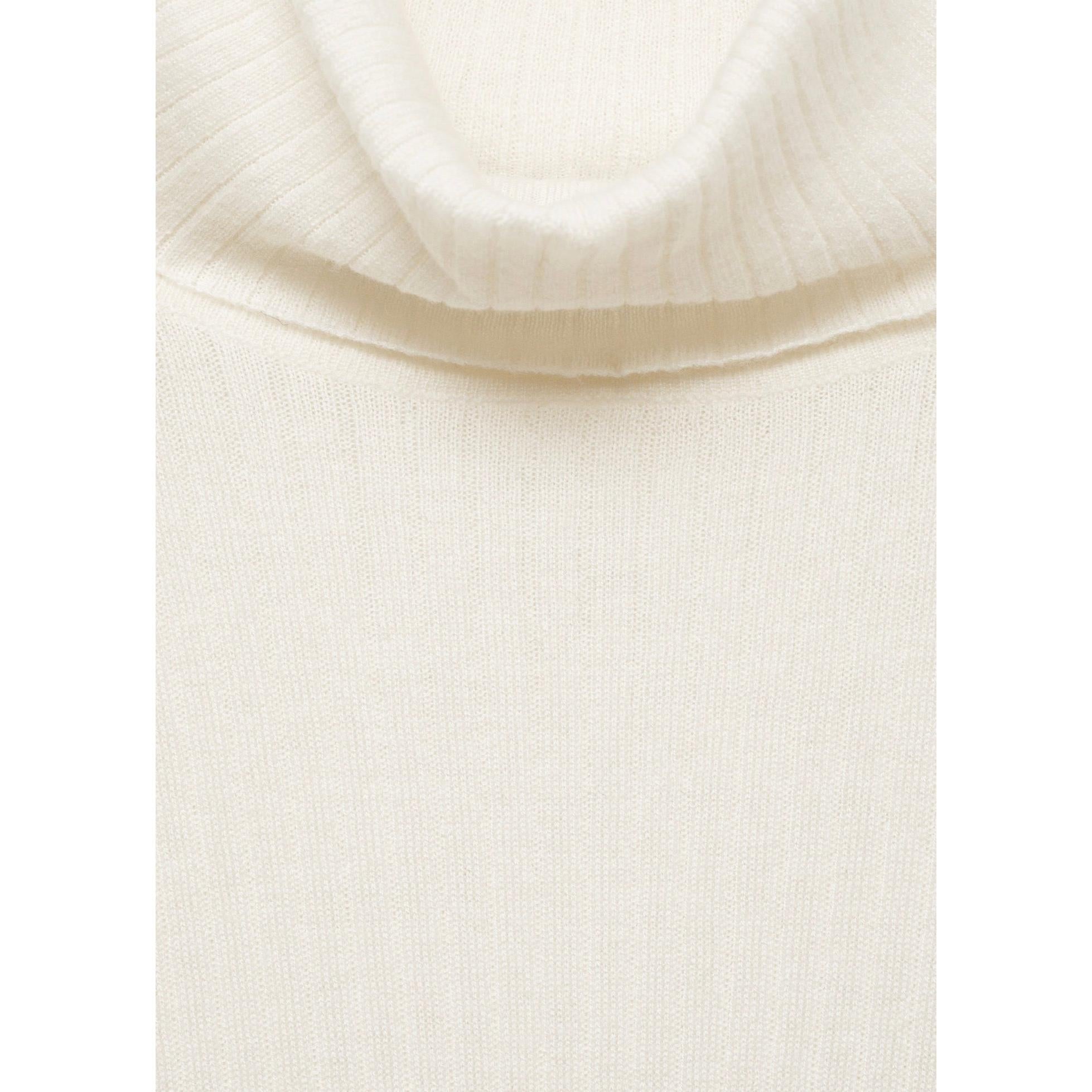 Pull-Over Laine Mélangée Col Roulé - Ecru