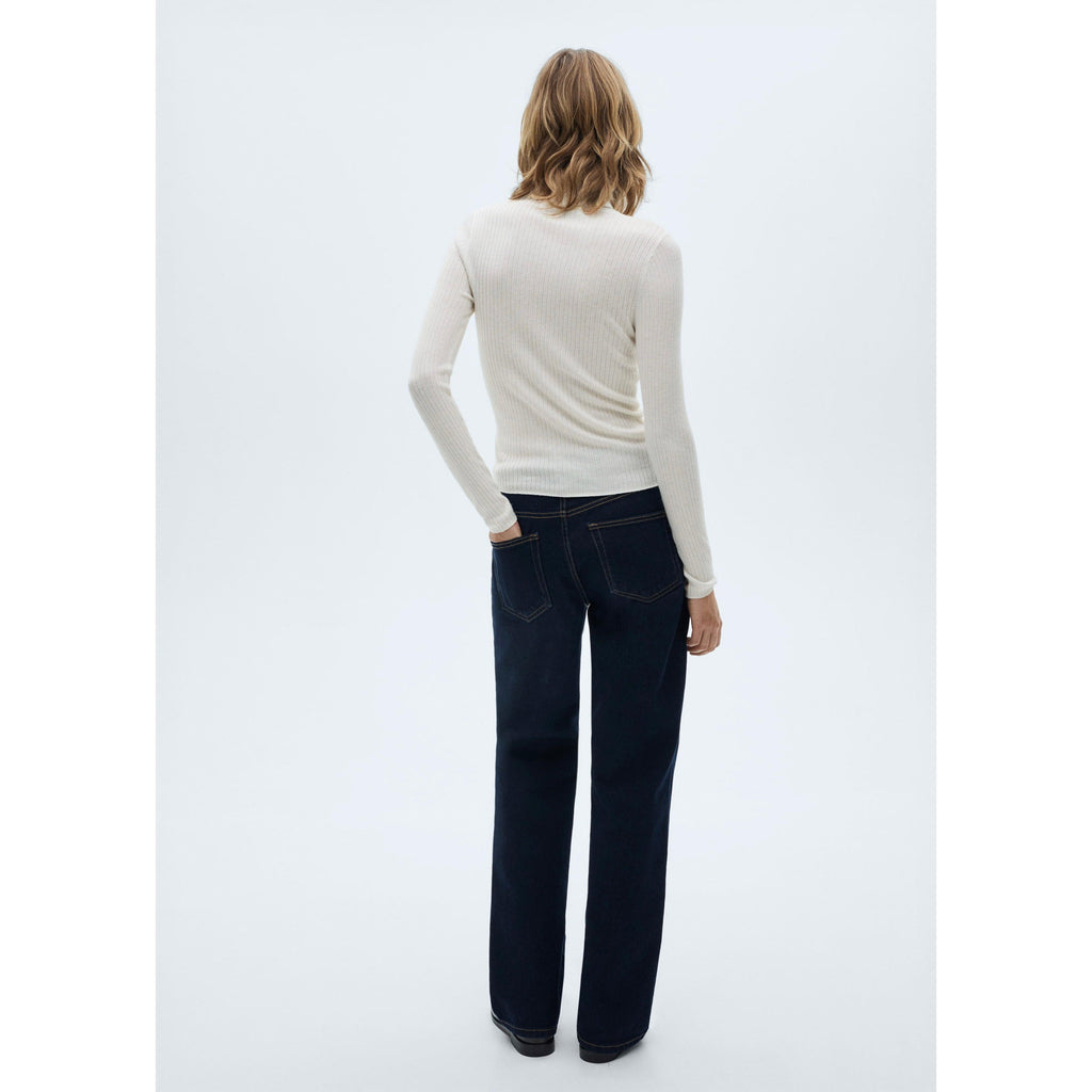 Pull-Over Laine Mélangée Col Roulé - Ecru