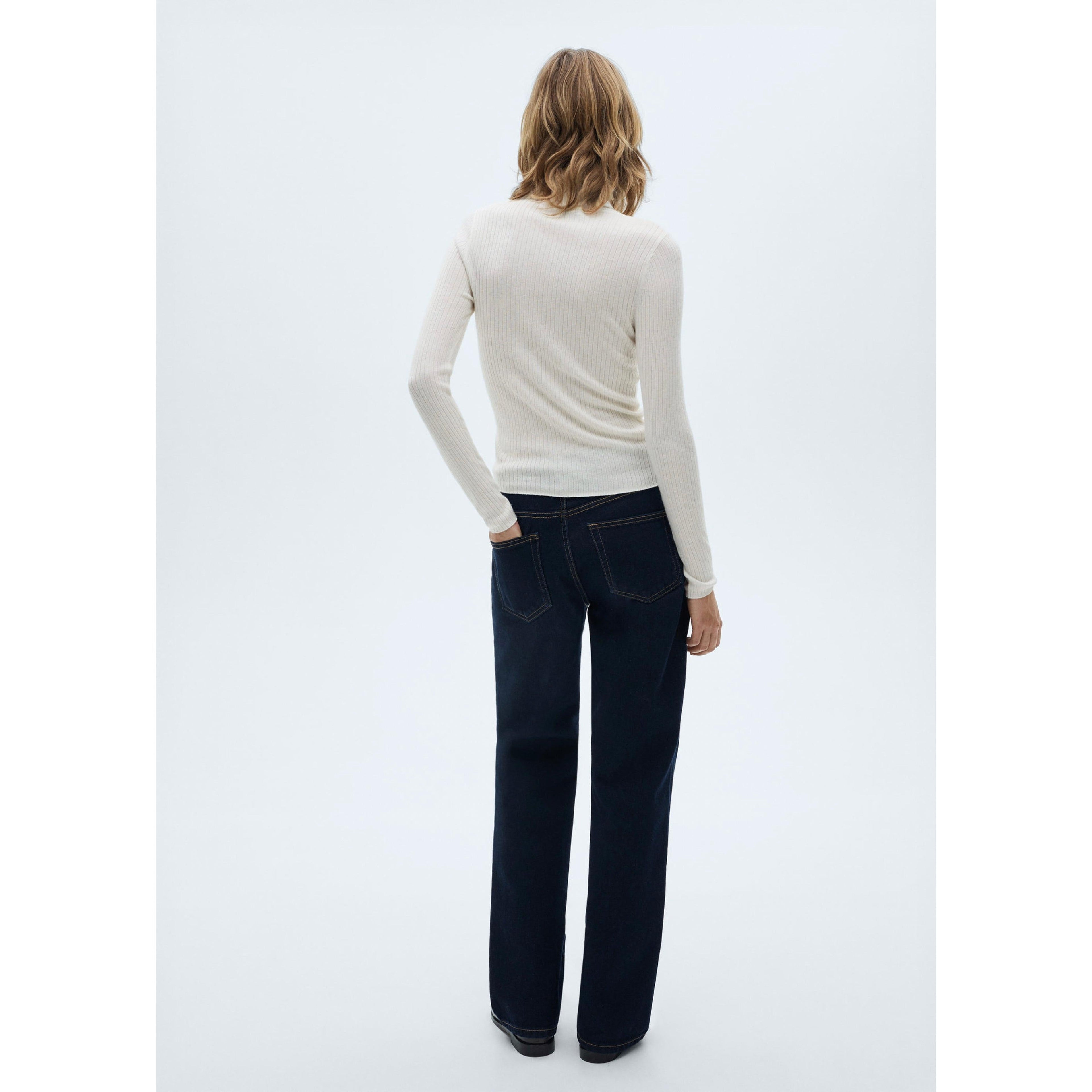Pull-Over Laine Mélangée Col Roulé - Ecru