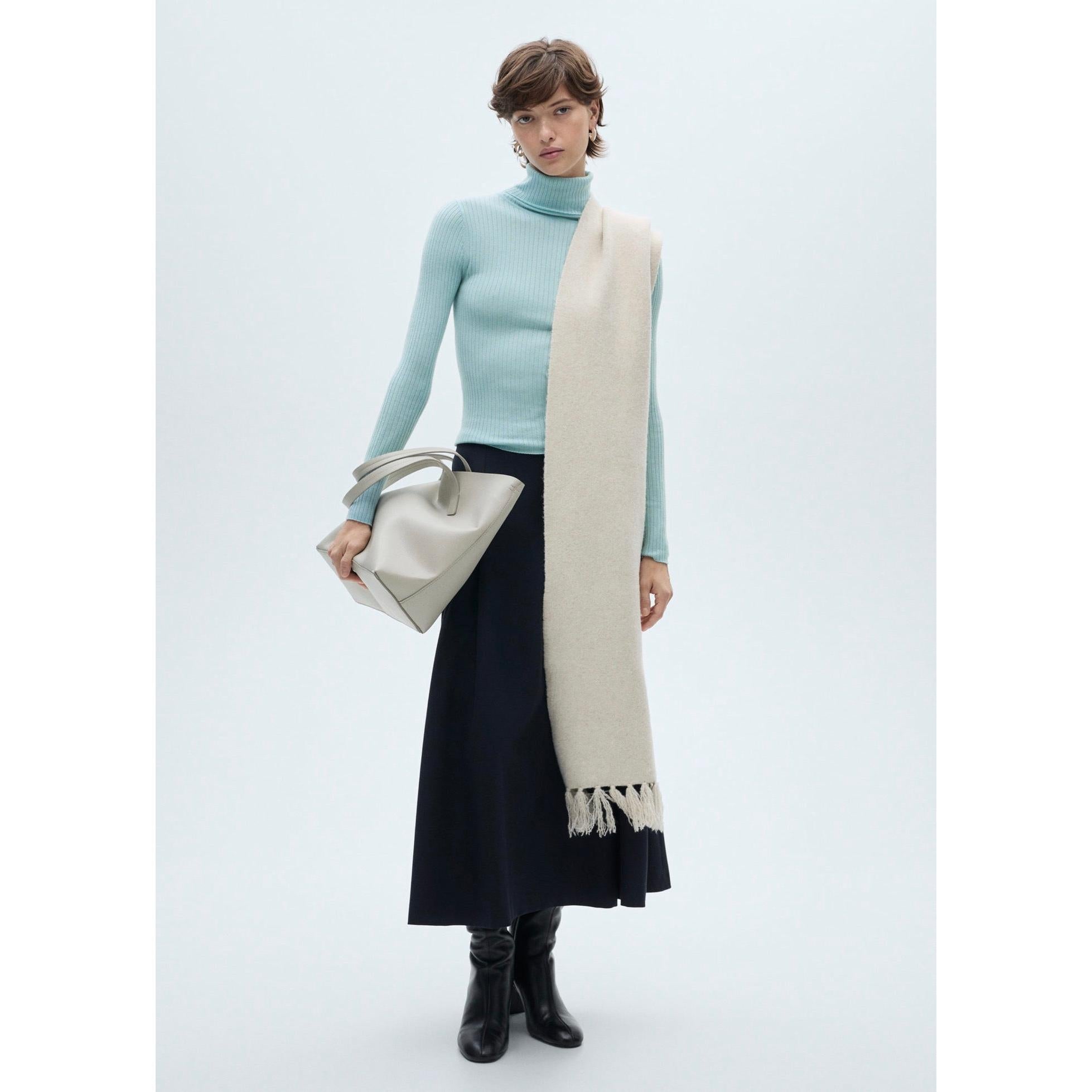 Pull-Over Laine Mélangée Col Roulé - Aqua Green