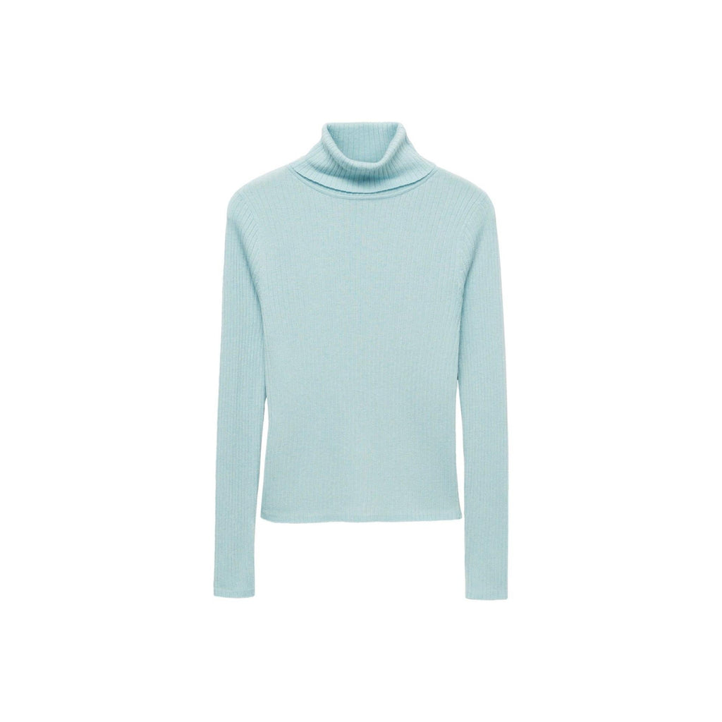 Pull-Over Laine Mélangée Col Roulé - Aqua Green