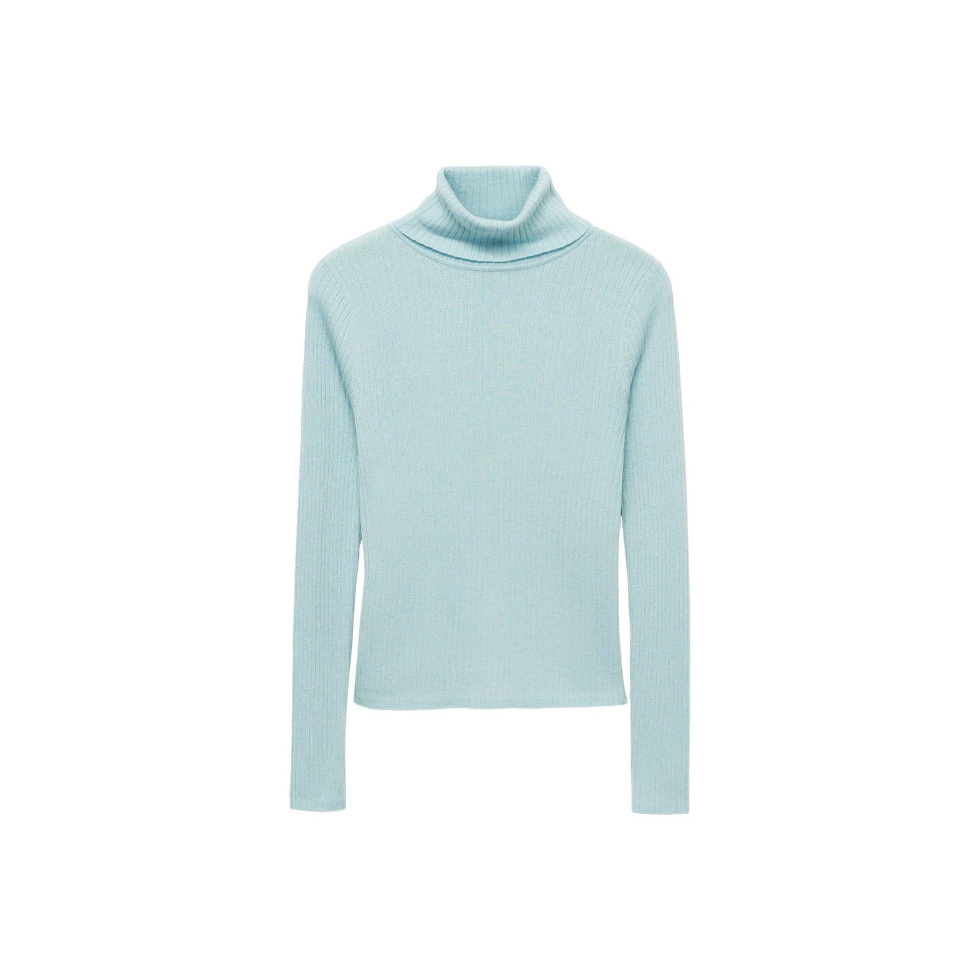Pull-Over Laine Mélangée Col Roulé - Aqua Green
