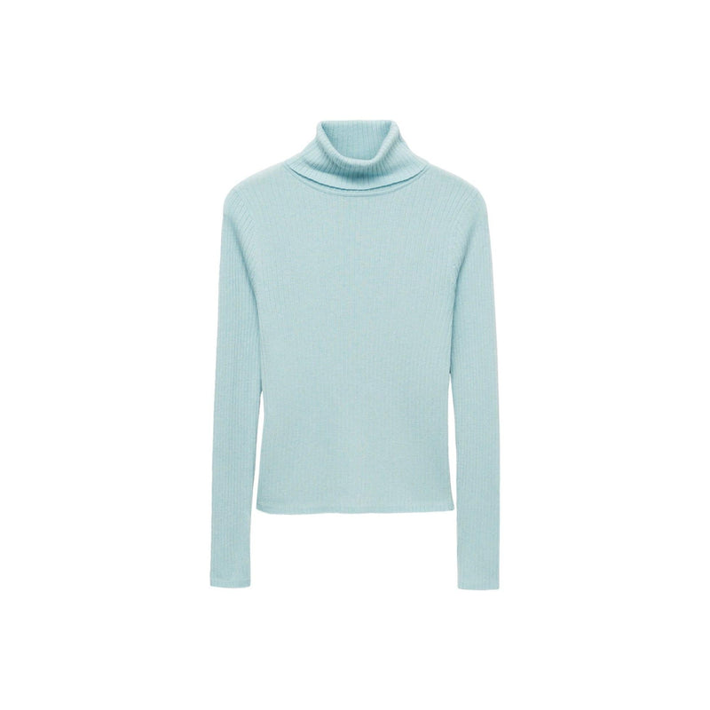 Pull-Over Laine Mélangée Col Roulé - Aqua Green