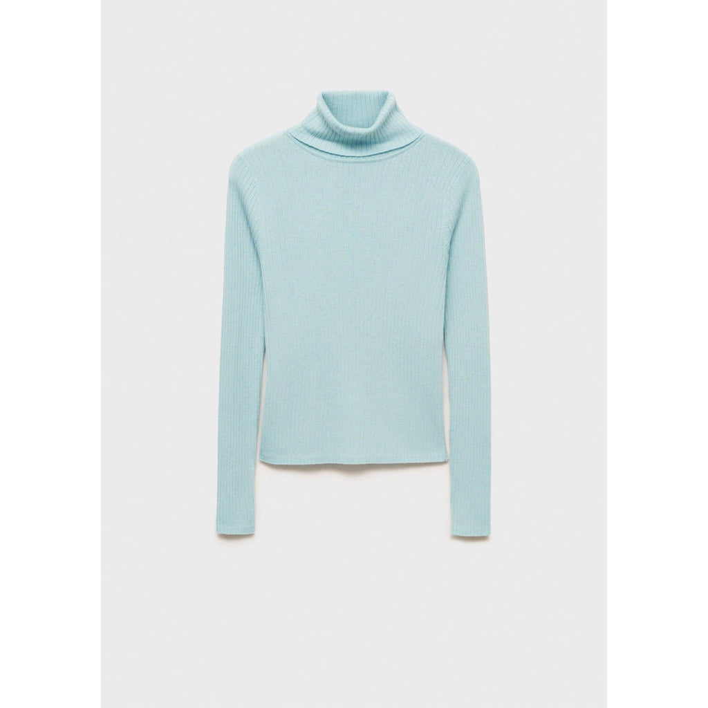 Pull-Over Laine Mélangée Col Roulé - Aqua Green