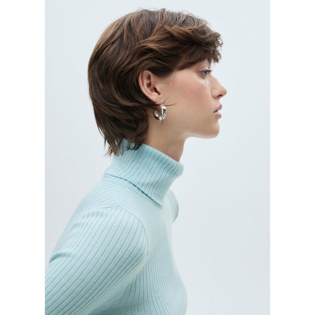 Pull-Over Laine Mélangée Col Roulé - Aqua Green