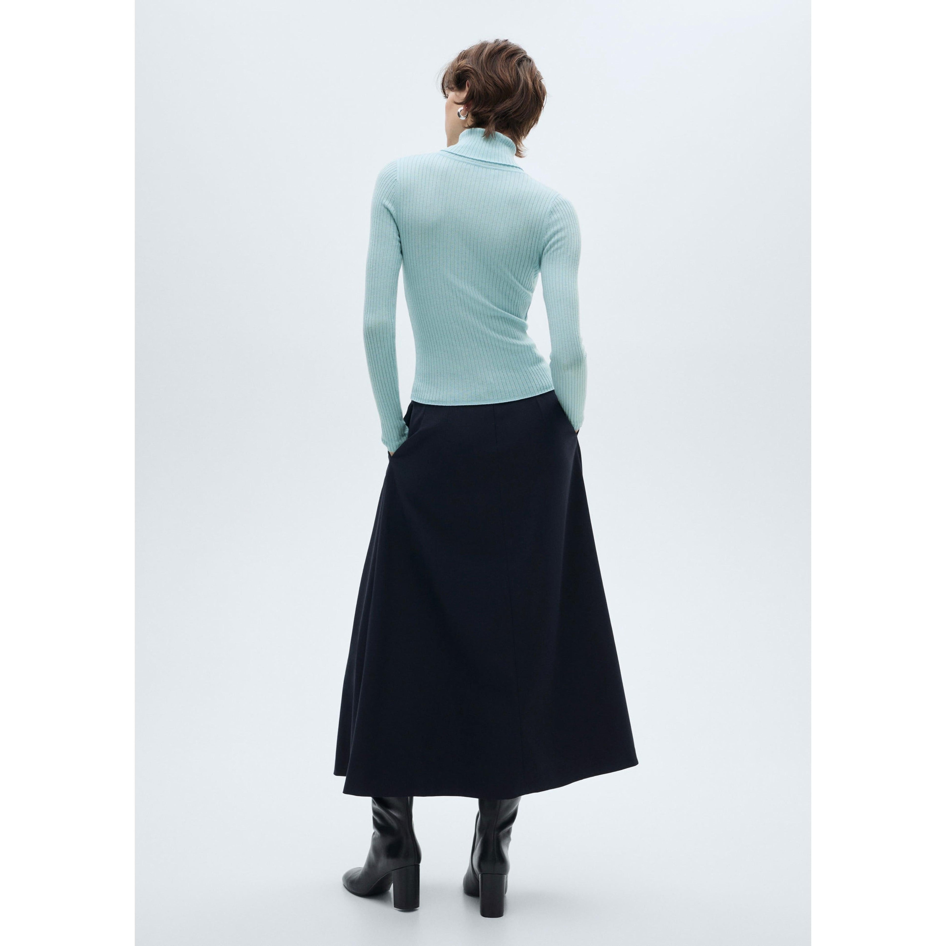 Pull-Over Laine Mélangée Col Roulé - Aqua Green