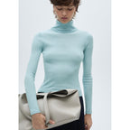 Pull-Over Laine Mélangée Col Roulé - Aqua Green