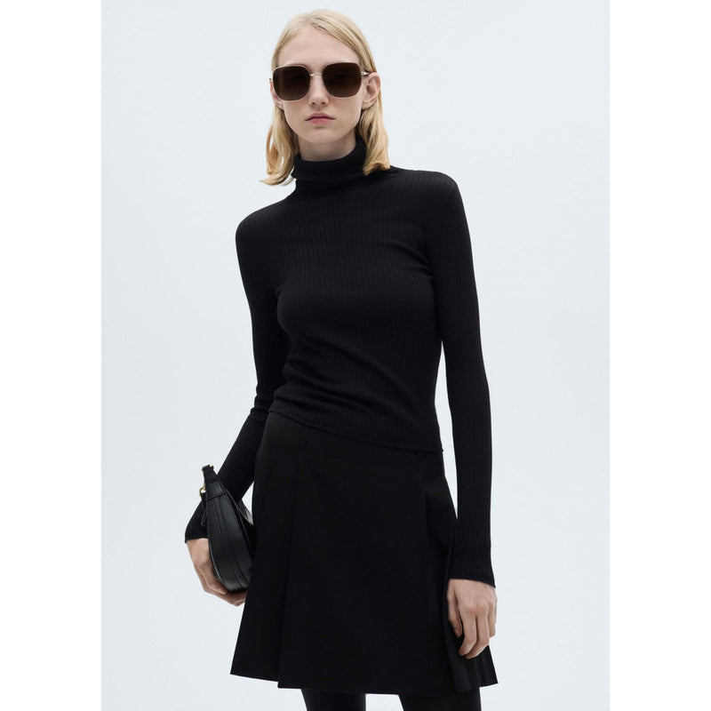 Jersey de cuello alto en mezcla de lana - Negro