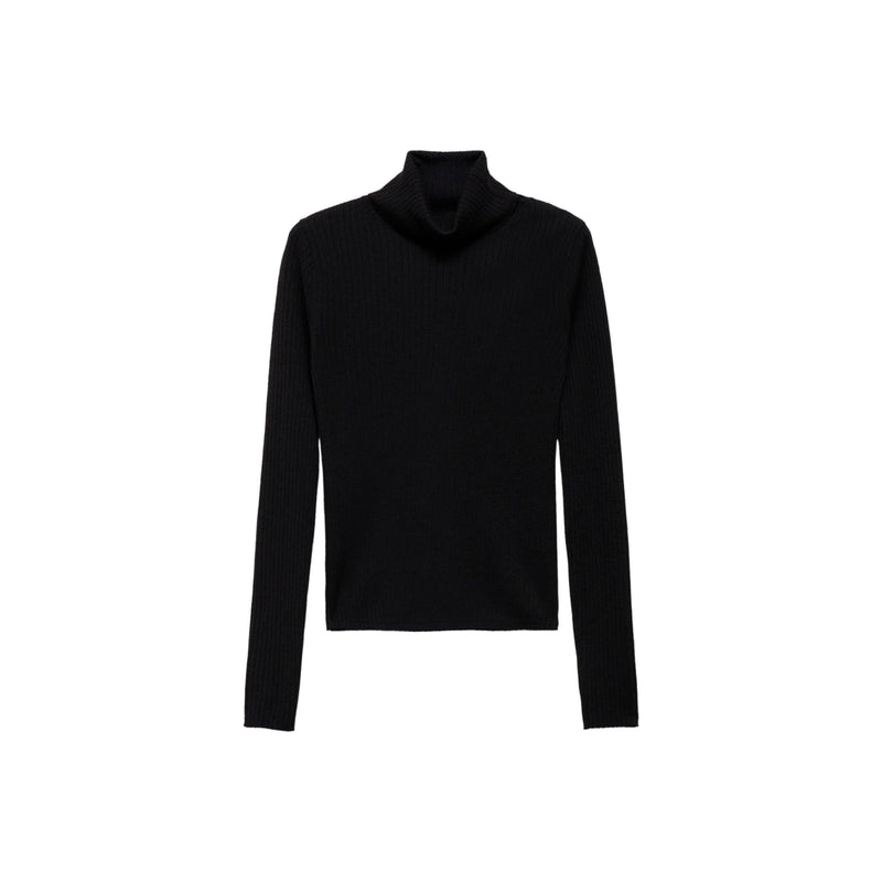 Jersey de cuello alto en mezcla de lana - Negro